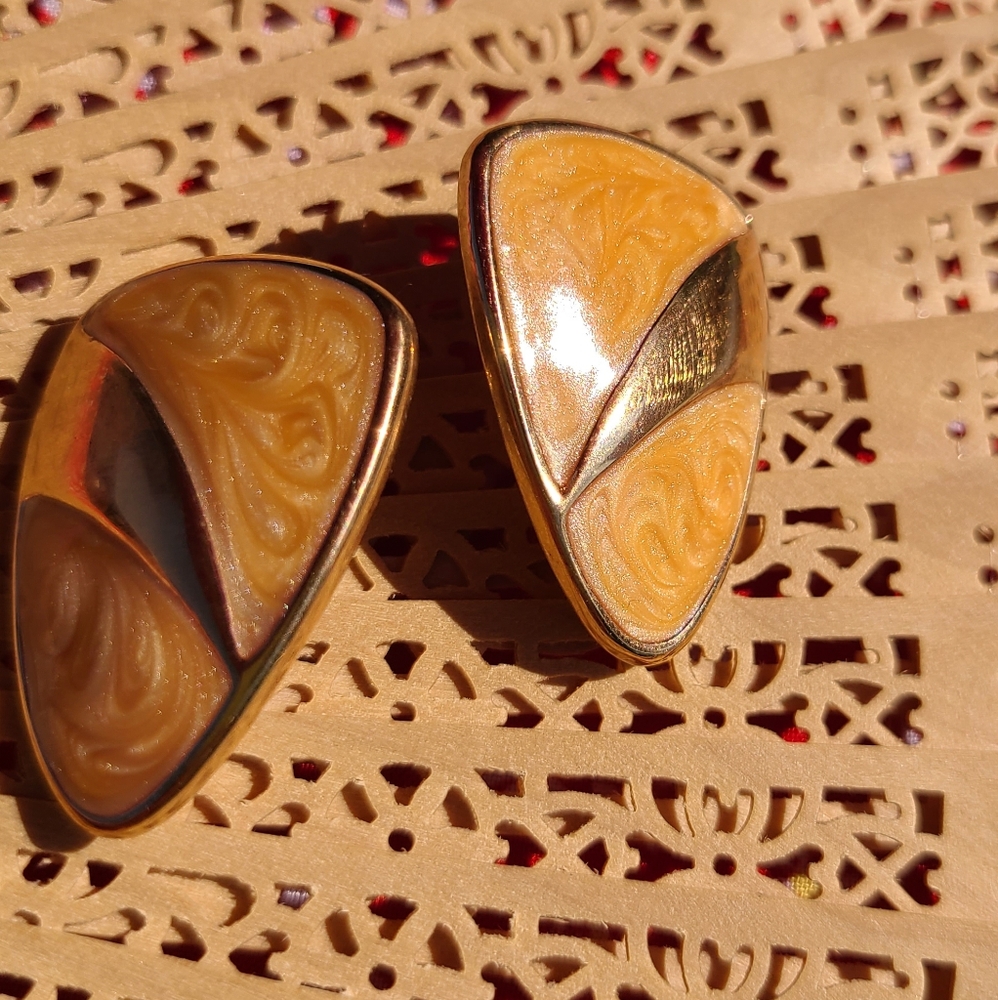 Monet Gold and Brown Artistic Earrings